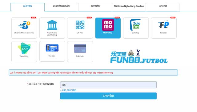 Cách nạp tiền vào Fun88 với QR Pay chỉ trong 30 giây